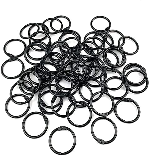 60 парчиња 1 црна книга прстен метал лабава лисја за врзивно средство засновано на закопачки прстени за скици за занаетчиски албум за занаетчиски албум DIY -врзувачки