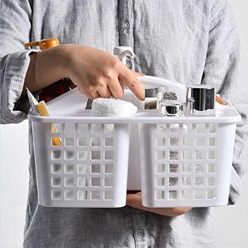Хунди пластична корпа за туширање со 3 прегради, преносен поделен организатор за складирање на снабдување со чистење со рачка