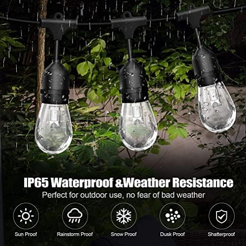 Ledholyt Outdoor Music String Light, водоотпорна боја на внатрешен двор S14 затемнет LED стринг светло ， 49 FT/15LED ламби со повеќе бои