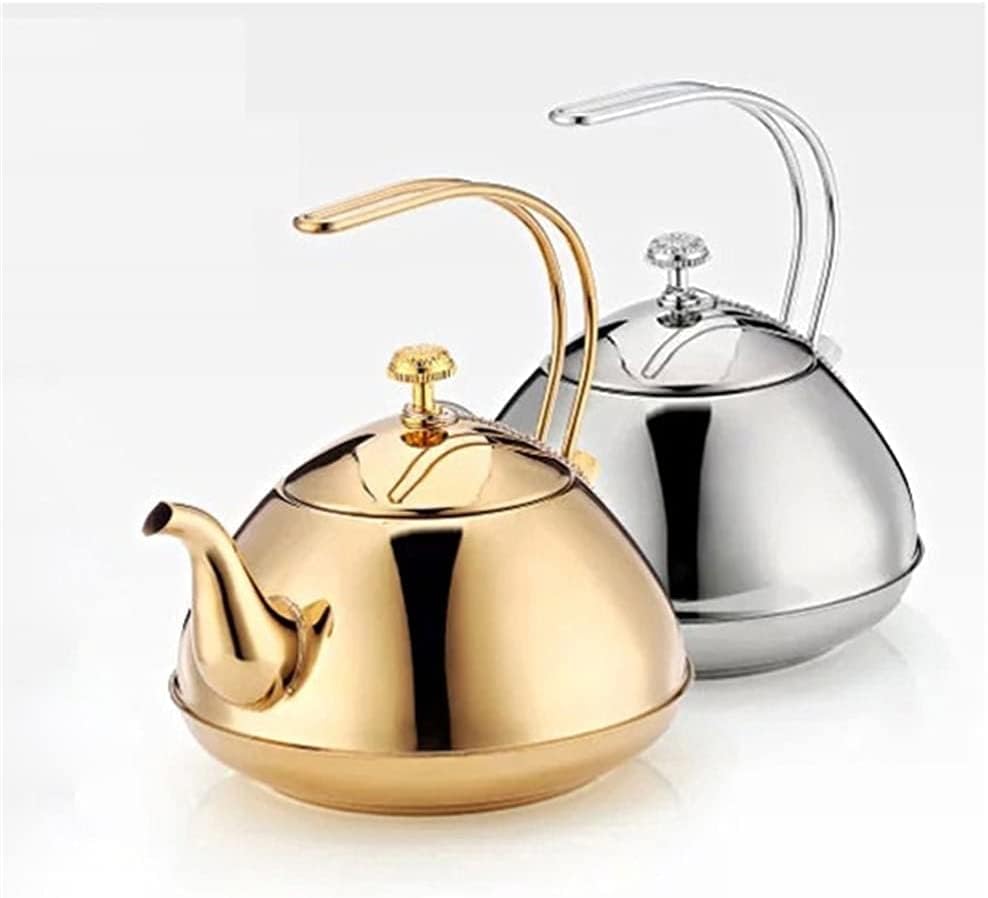 Фехун котел со голем капацитет задебелена од не'рѓосувачки челик златен чајник со чајник со пивара филтер за кафе, кунг фу чај поставен