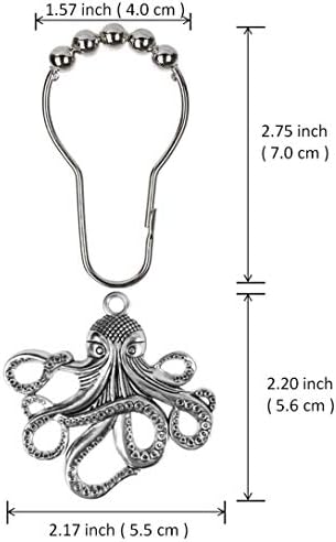 Октопод Декоративни Туш Завеса Куки-Рѓа Доказ Четкани Никел Прстени Со Октопод Додатоци Во Собата Красат Бања Со Океанот, Плажа, Море,