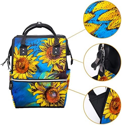 Пакет за патувања во Героткр, торба за пелена, торби за пелена на ранец, сончогледово цветна сина шема