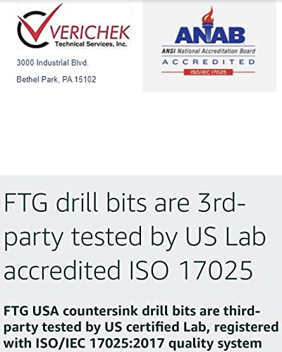 FTG USA Countersink Dript Bit Set 3 PC 6 Wood Countersink Dript Bit Pack Set Set Set Set Set Set Set Set Set Set CountersInk HSS M2, со 1