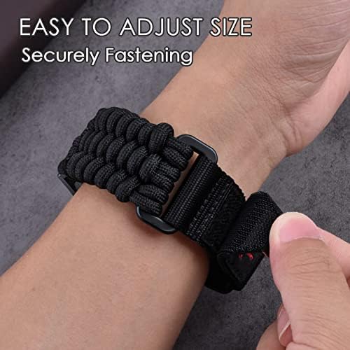 CAGOS Paracord Band Compatible with Galaxy Watch 5/Galaxy Watch 4/Galaxy Watch 5 Pro/Galaxy Watch 4 Classic/Galaxy Watch 3, Rugged Survival Nylon Strap Braided Sport Loop for Galaxy Watch 40mm 41mm 42mm 44mm 45mm 46mm Men, Black