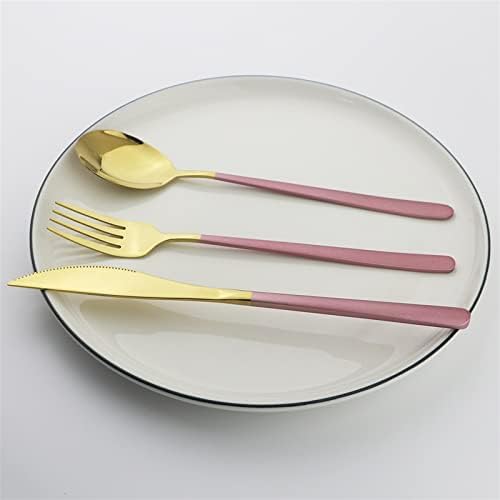 24 парчиња/постави црни златни прибор за јадење постави нож вилушка лажица вечера сет огледало со прибор за јадење сет 304 сет за прибор