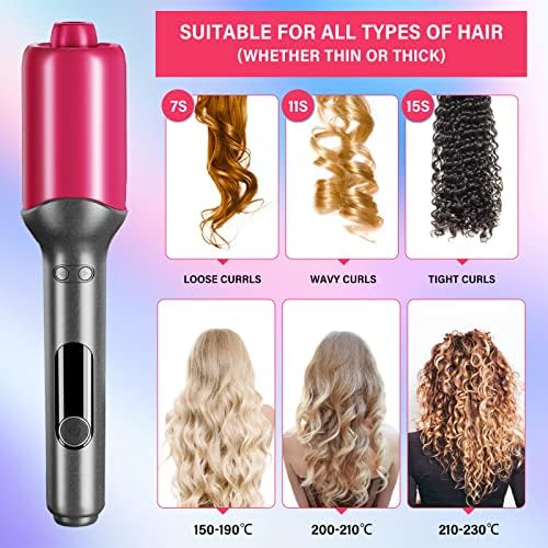 Автоматско виткање Ironелезо, Bestauty Automatic Hair Curler што ротира 1,25 бранови на плажа Брзо греење и траен стил на долга коса помеѓу