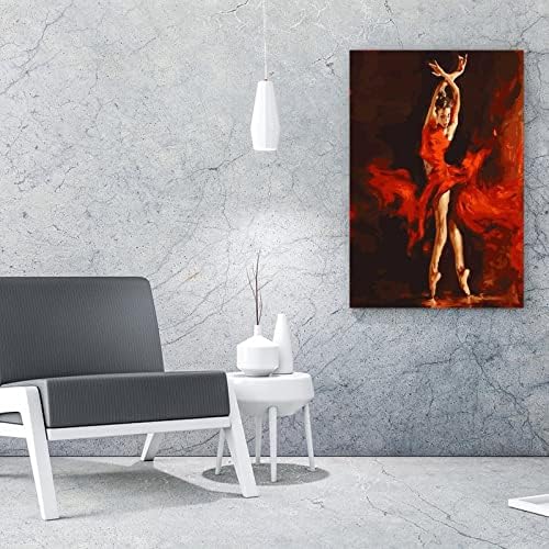 12x16inch Апстрактна масло сликарство жена Фламенко шпанска танчерка црвена модерна уметност дама платно сликање спална соба wallидна декорација