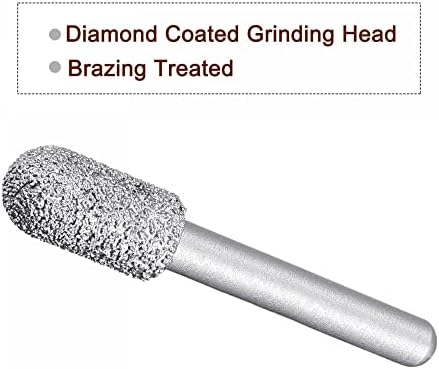 Uxcell Diamond поставени точки 60 решетки 8,5 mm мелница за мелница околу 6мм мелење мелење ротирачки бит мермер камен алатка за резба 2