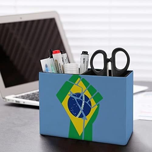 Бразилско знаме отпор ПУ кожен пенкало Пенки за молив држач за држач за куќи за куќи за куќиште за контејнери за канцелариски садови за домашна