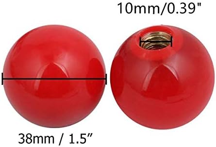 COMOK RED 5PCS 38мм дијаметар од 10мм дијаметар на дупката со навојно ракување со тркалезно копче за топка
