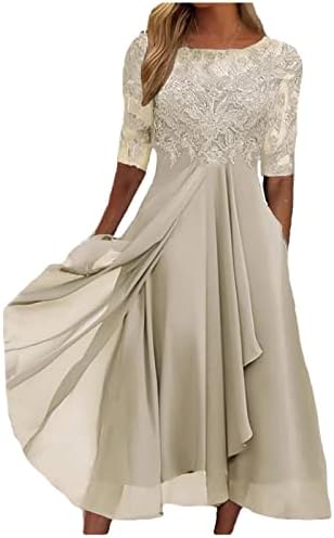 Мајка на невестата фустан за свадбени чипка аплики 1/2 ракави високо ниско шифонско лажичка вратот формален вечерен фустан