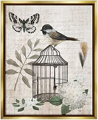 Sumn Industries Botanical Bird Cage Cage Gratage Words Butterfly мотив лебдечки врамен wallидна уметност, дизајн од Нан