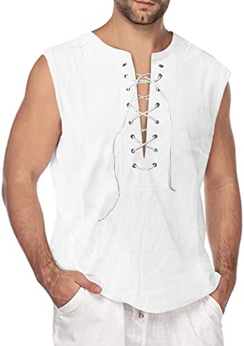 XXBR MENS PIRATE REASINSANCE Steampunk Средновековна готска кошула без ракави варварски врвни летни хипи резервоар врвови