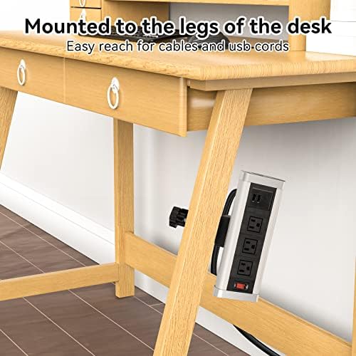 Лента за напојување на бирото со USB C, места за монтирање на работ на работната површина со 3 места за наизменична струја и 3 USB