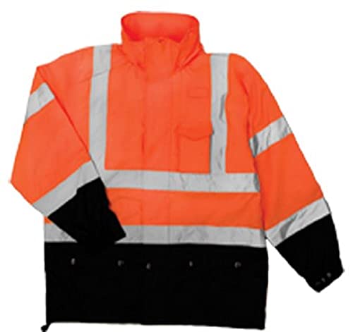 Kishigo RWJ103 Norm Cover High-Viz Rainwear, јакна од дожд, се вклопува 4x-големи и 5x-големи, портокалови