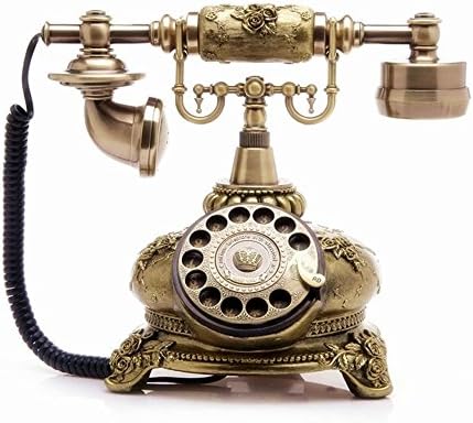 Телпал ретро гроздобер антички стил, врзан ротирачки биро за биро телефон Телефонски телефон, канцеларија за канцеларија, класичен гроздобер старо модни фиксни те