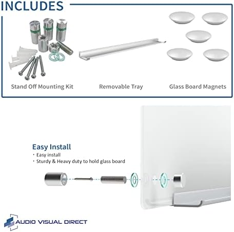 Аудио -визуелна директна магнетна пакет на табла за суво стакло од бело стакло - 4 'x 3' - со луксузен магнетски послужавник