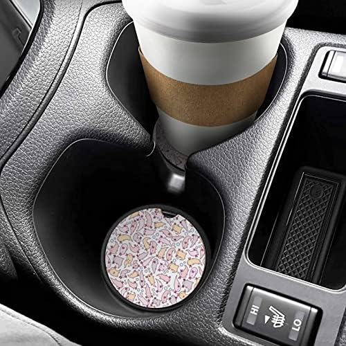 Симпатична Бебе Аксолотл Wooden Car Cup Coasters Cup Holder Non-Slip Mat Interior Decoration Gift Поставете 6 ПАРЧИЊА