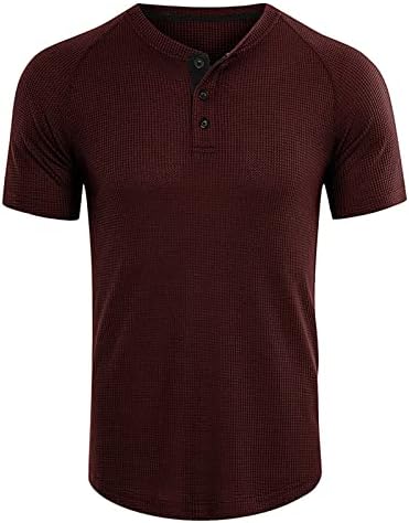 Lcepcy Mens Tshirts Henley 3 копчиња со кратки ракави џебни маици за мажи летни удобни цврсти маички во боја