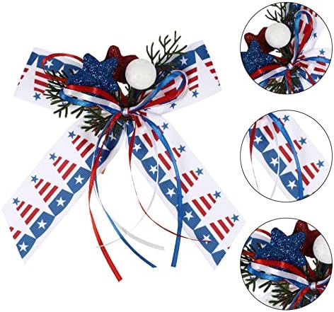 АБАОДАМ Американски знамиња 4 -ти јули Патриотски лак за венци, нас, знаме, знаме, модел на дрво, топер лак со сјајни starsвезди топки за ден на независност ветерански д?