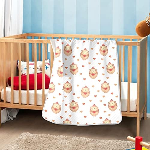 Swaddle Claute Cute Marmot Hearts Памучно ќебе за новороденчиња, примање ќебе, лесен меко висино ќебе за креветчето, шетач, ќебиња