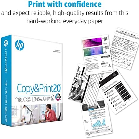 HP печатач хартија | 8,5 x 11 хартија | Копирај и печати 20 lb | 1 случај на рем - 500 листови | 92 светла | Направено во САД - FSC Сертифициран | 200060