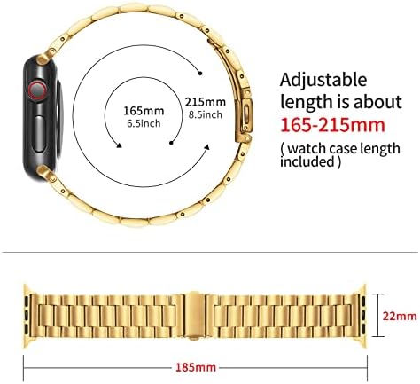 БИНЛУН Компатибилен со Apple Watch Band 44mm 45mm Мат Метален Ремен за Ивоч Бендови Серија 8 7 SE2 SE 6 5 4 Злато