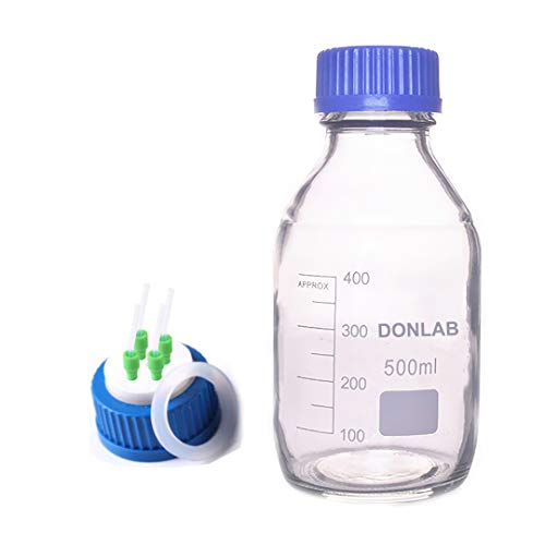 Donlab MBU-01L4 стакло 1000ml/1L тркалезно шише со шише со шише за складирање на медиуми со завртка со завртка со 4-дупки капаче за мобилна фаза