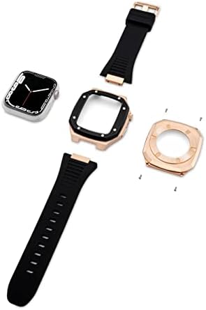 Комплет За Модификација BHOLSA За Apple Watch Case Mod Рамка Гумена Лента Метална Лента Бенд 44mm 45mm 41mm 40mm За Iwatch Серија