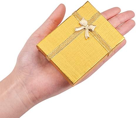 BENECREAT 12 Пакет Злато Крафт Картон Накит Подарок Кутии Ѓердан Прстен кутија 3, 5x2, 5x1 со Лакови За Годишнини, Свадби,