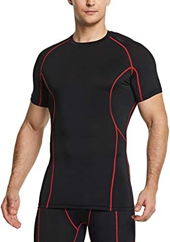 TSLA 1 или 3 PACK MEN'S UPF 50+ Брзи суви кошули за компресија со краток ракав, кошула за атлетски тренинзи, чувар на осип на спортови