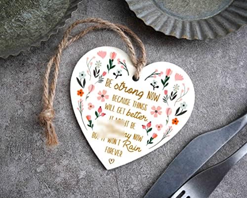 Дрвена висечка плоча за срце, инспиративни подароци за жени, знак за виси од дрво за декор на wallидни врати