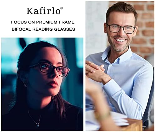 Kafirlo Бифокално читање очила жени мажи чисти врвни сини светло блокирање на компјутерски читатели широки рамка измамници за очила за