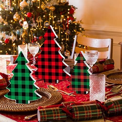 6 парчиња биволски карирани нивоа табела декор дрвена маса елка рустикална дрвена бор декор новогодишно елка знак Божиќ