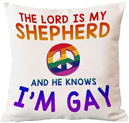 Фрли перница покритие Господ е мојот овчар и тој знае дека сум геј перница за еднаквост, лезбејски геј ЛГБТК перница, покритие рустикален