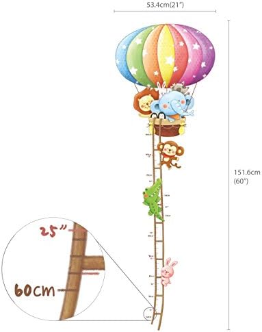 ДЕКОВАЛ ДА - 1606н1506с Животински Топол Воздух Балон Висина Раст табела И Биплани Детски Ѕидни Налепници Ѕидни Налепници Кора И Стап Отстранливи