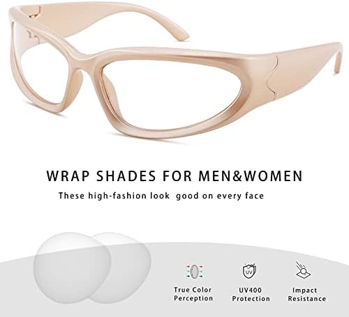 COASION Без рецепт Проѕирни Очила За Леќи За Жени Мажи Модни ОЧИЛА Y2K Завиткајте Околу Очилата Со Рамка