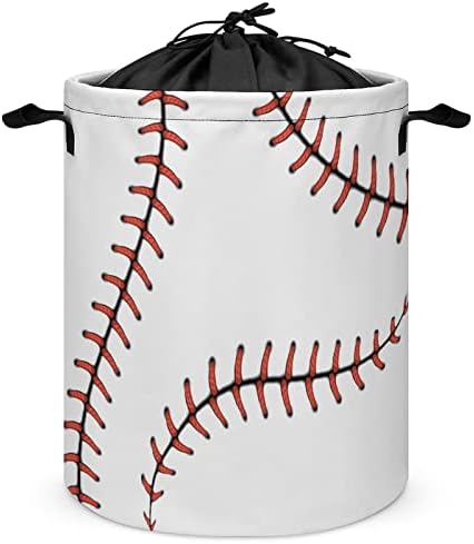 Црвено Шиење Бејзбол Тркалезна Торба За Перење Водоотпорна Пречка за Складирање Со Капак И Рачка За Врвки