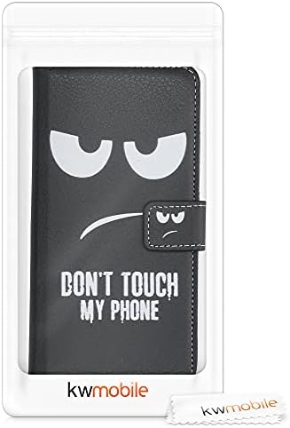 Кутија За Паричник kwmobile Компатибилна Со Samsung Galaxy A22 4G - Капак Од Вештачка Кожа-Не Го Допирајте Мојот Телефон Бело/Црно