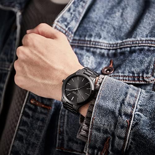 Буреи тенок минималистички машки часовници бизнис не'рѓосувачки челик кварц аналоген половината часовник голем фустан часовник за мажи 44 мм
