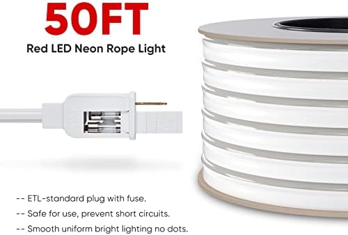 Производи за пакети со декор за сјај со пакет за монтирање со црвена 15м/50 метри LED неонски јаже светла комплет