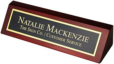 Персонализирана плоча за име на канцеларија за биро - врежана плоча за име на деловна маса во Роузвуд - Вклучува гравура
