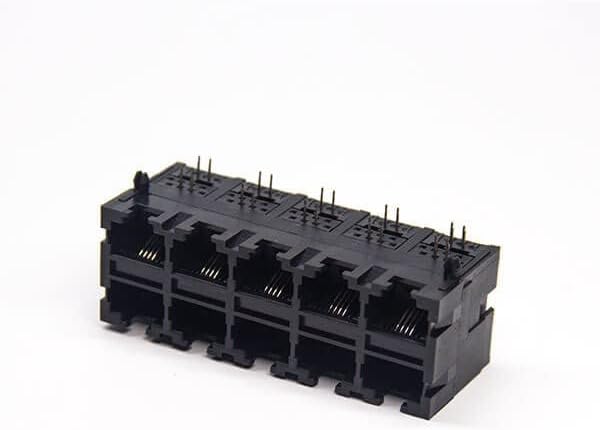 GXMRHWY 10PCS 2 * 5 RJ9 Jackек десно аголен црна пластика Неискрена 4p4c