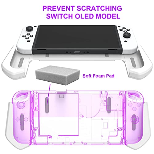 Jddwin Dockable Rand Grip за Switch OLED, специјално ергономски дизајн за рака за Switch OLED.white