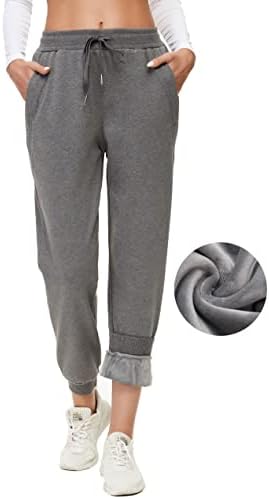 Moueey Superенски Super Warm Sharpa Sherpa наредени атлетски џемпери џогер руно панталони со џебови со патенти