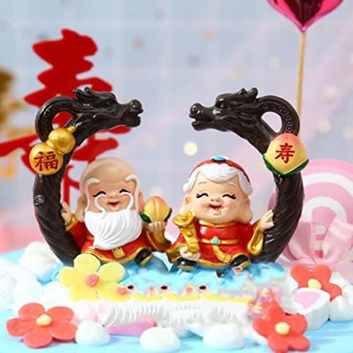 Upkoch 2 парчиња статус на подарок дедо бајки кинески скулптури на баби и дедовци, бог, топерот минијатурен благослов торта слатка декор градини фигурини таблети заба?