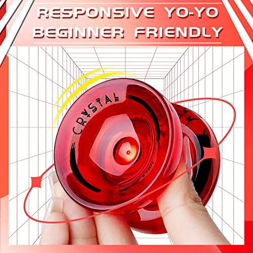 К2 Кристално црвена професионална реакција Јојо, пластика со двојна намена Јојо за деца почетник и преносен случај за складирање