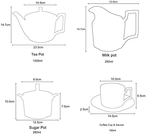 ZLXDP коска Кина кафе сет порцелански чај постави керамички кригла сад шеќер сад крема за пиење чајник постави кафе садови подароци