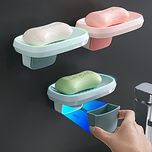 Hoirix Пластичен држач за сапун за сапун леплив држач за сапун за туширање, бања и кујна