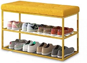 Dingzz 2 нивоа за складирање на решетки за чевли за чевли, мека столица седиште за домашни мебел Организатор на чевли
